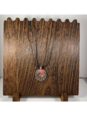 Acrylic Pour Necklace With Starry Metal Frame & Black Cord